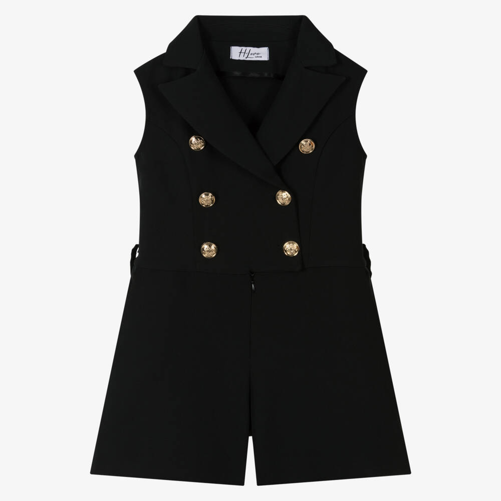 Fun & Fun-Girls Elegant Black Belted Romper | Childrensalon Outlet