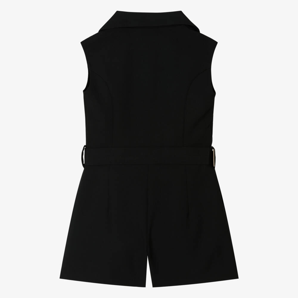 Fun & Fun-Girls Elegant Black Belted Romper | Childrensalon Outlet