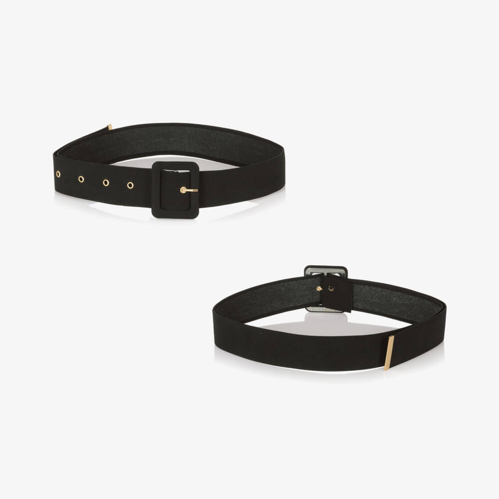 Fun & Fun-Girls Elegant Black Belted Romper | Childrensalon Outlet