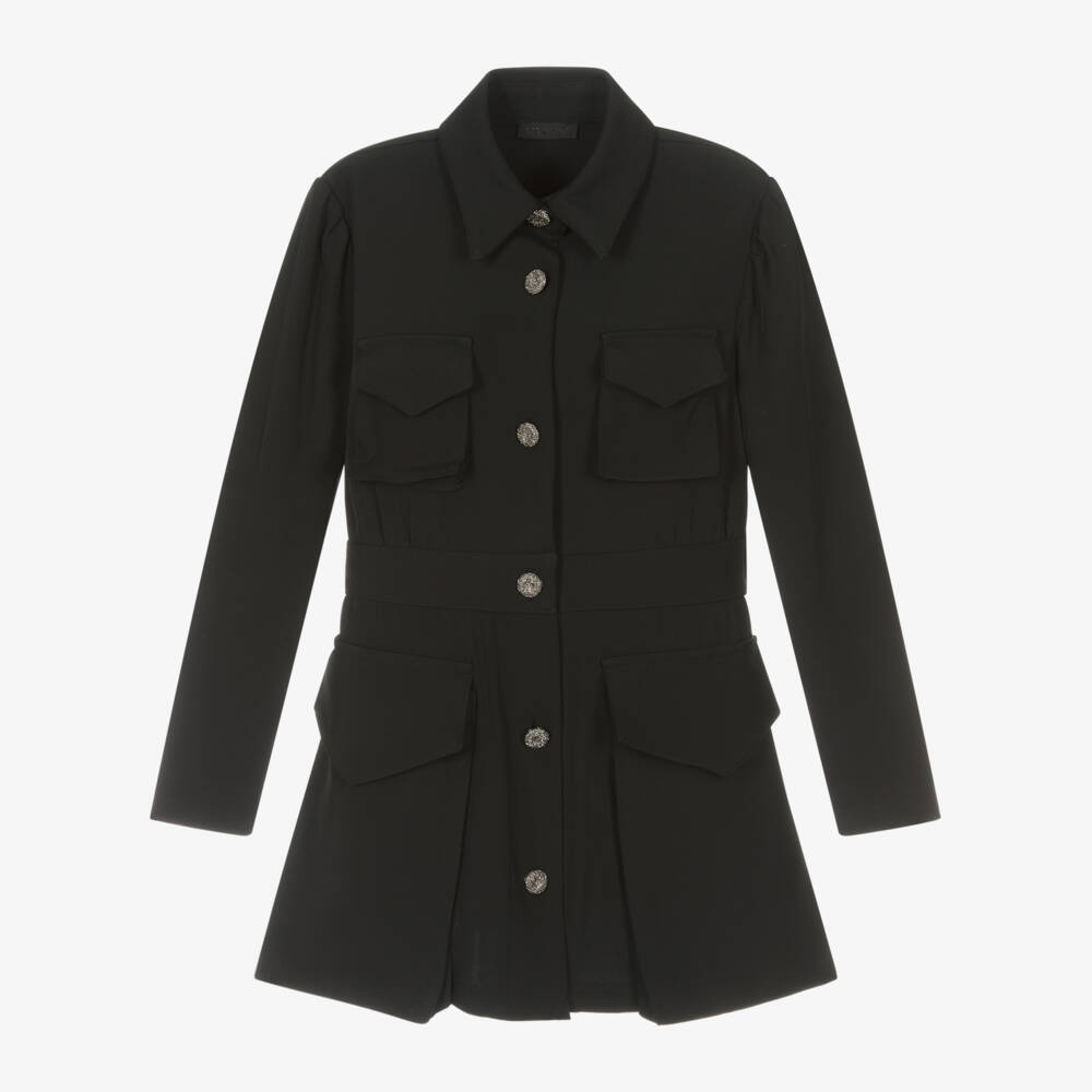 Fun & Fun-Girls Elegant Black Button Dress | Childrensalon Outlet