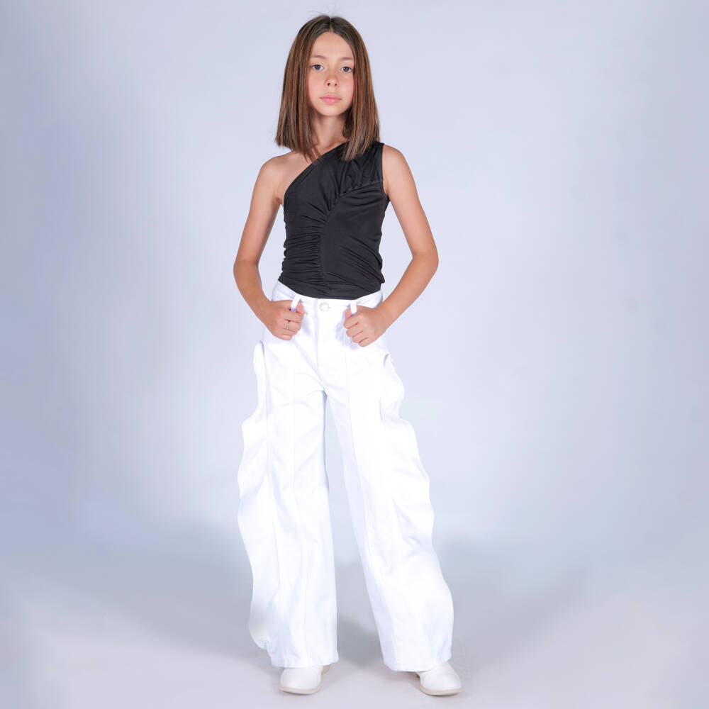 Fun & Fun Couture-بلوزة سوداء أنيقة بكتف واحد للبنات | Childrensalon Outlet