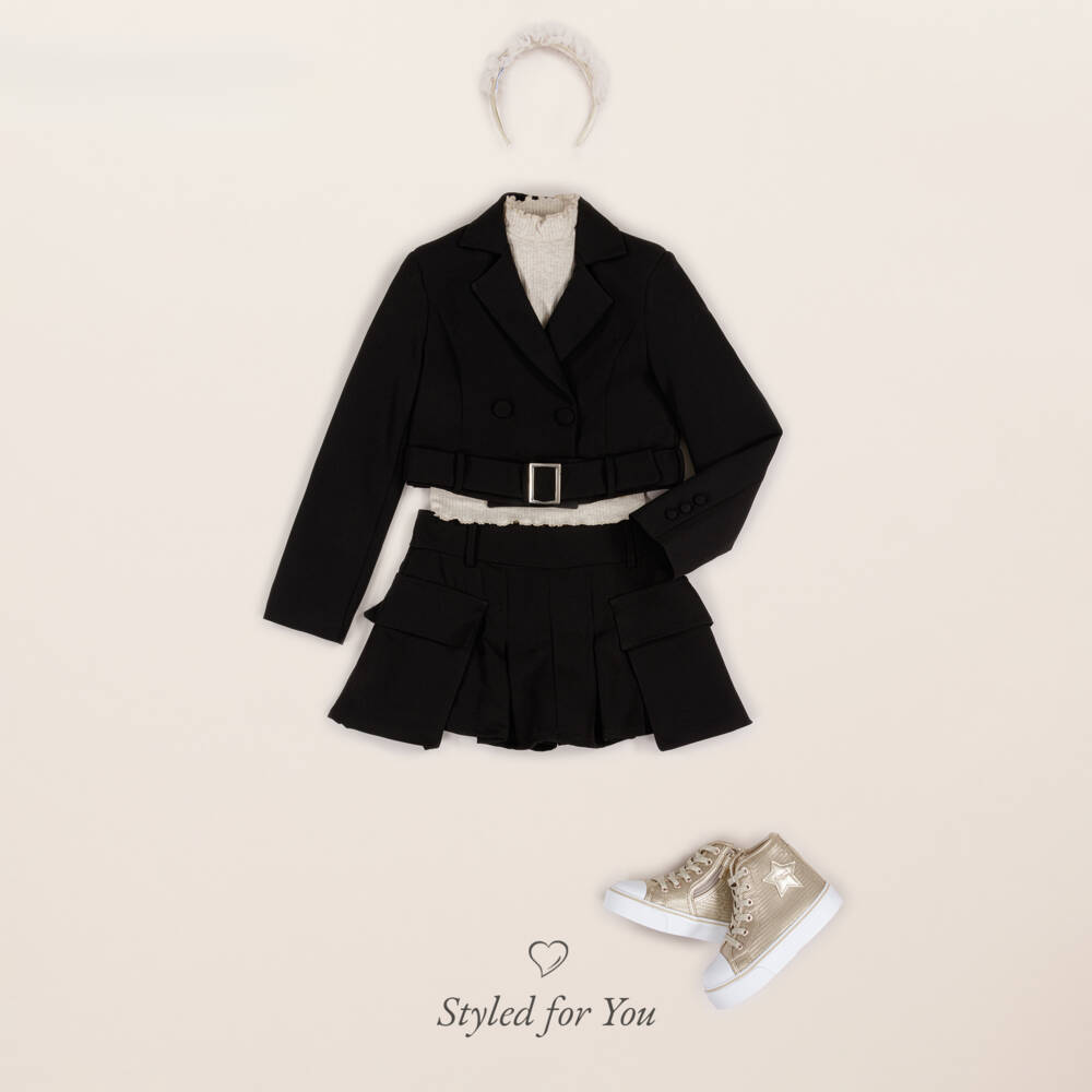 Fun & Fun-Girls Elegant Black Short Jacket | Childrensalon Outlet