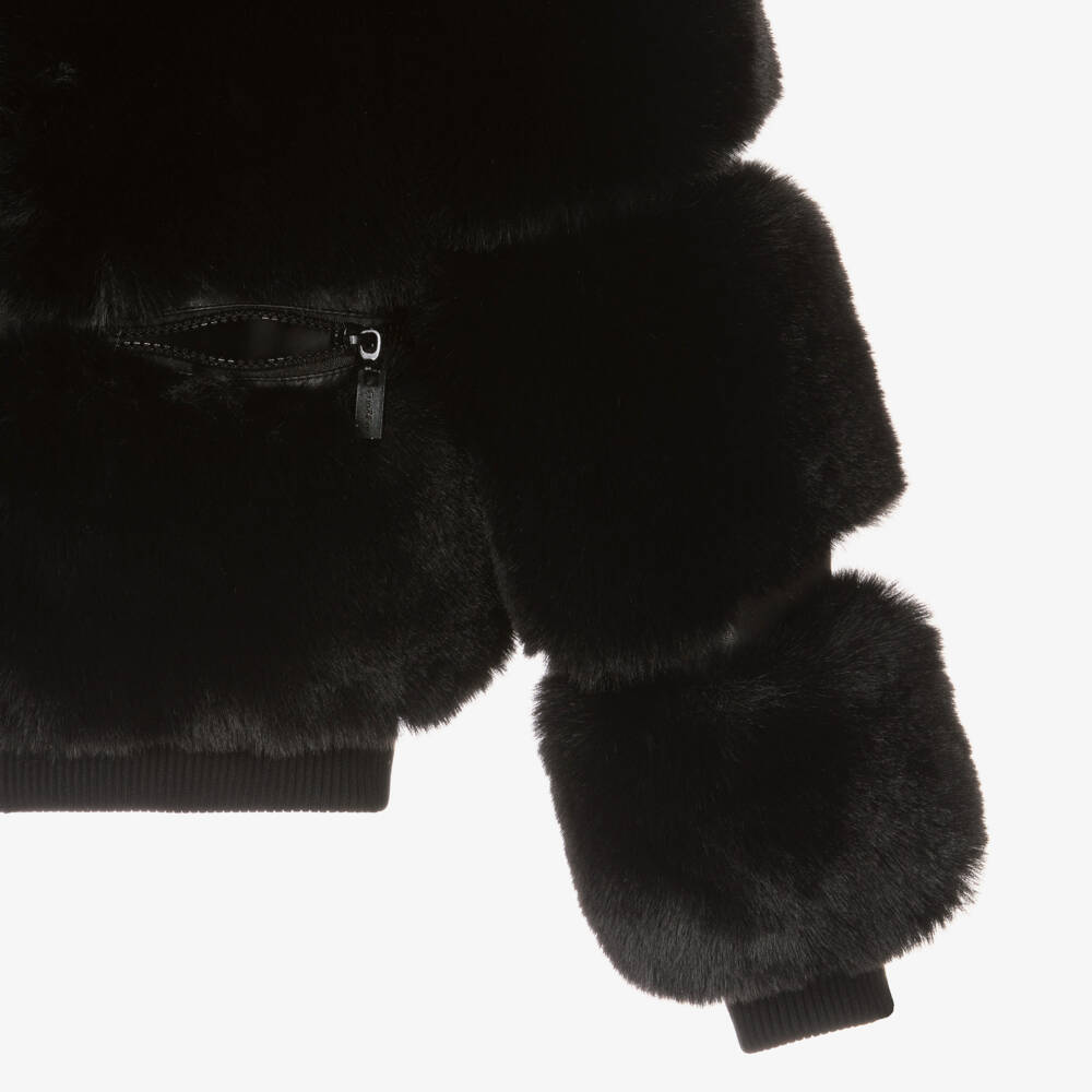 Fun & Fun-Girls Elegant Ebony Faux Fur Coat | Childrensalon Outlet