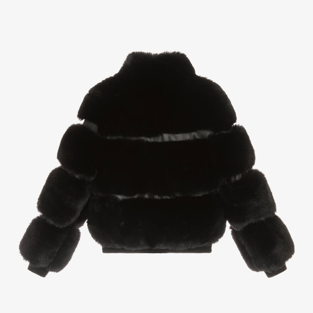 Fun & Fun-Girls Elegant Ebony Faux Fur Coat | Childrensalon Outlet