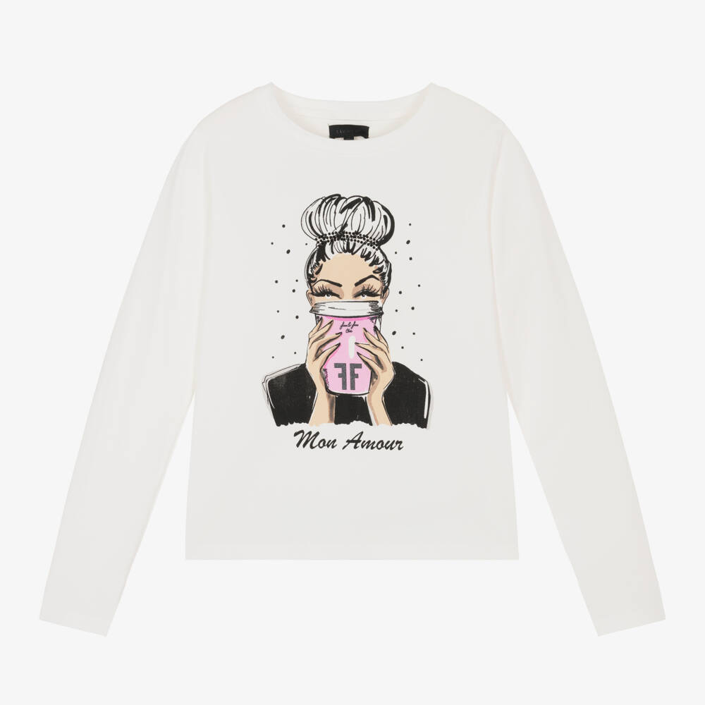Fun & Fun-Girls Elegant Ivory Cotton Tee | Childrensalon Outlet