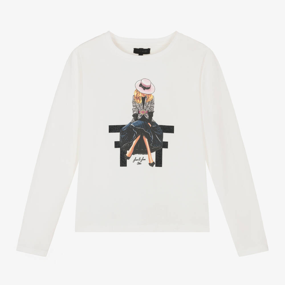 Fun & Fun-Girls Elegant Ivory Jersey Blouse | Childrensalon Outlet