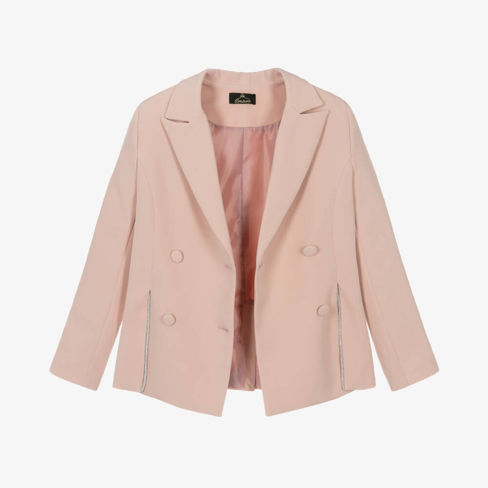 Fun & Fun Couture-Girls Elegant Pink Crêpe Blazer | Childrensalon Outlet