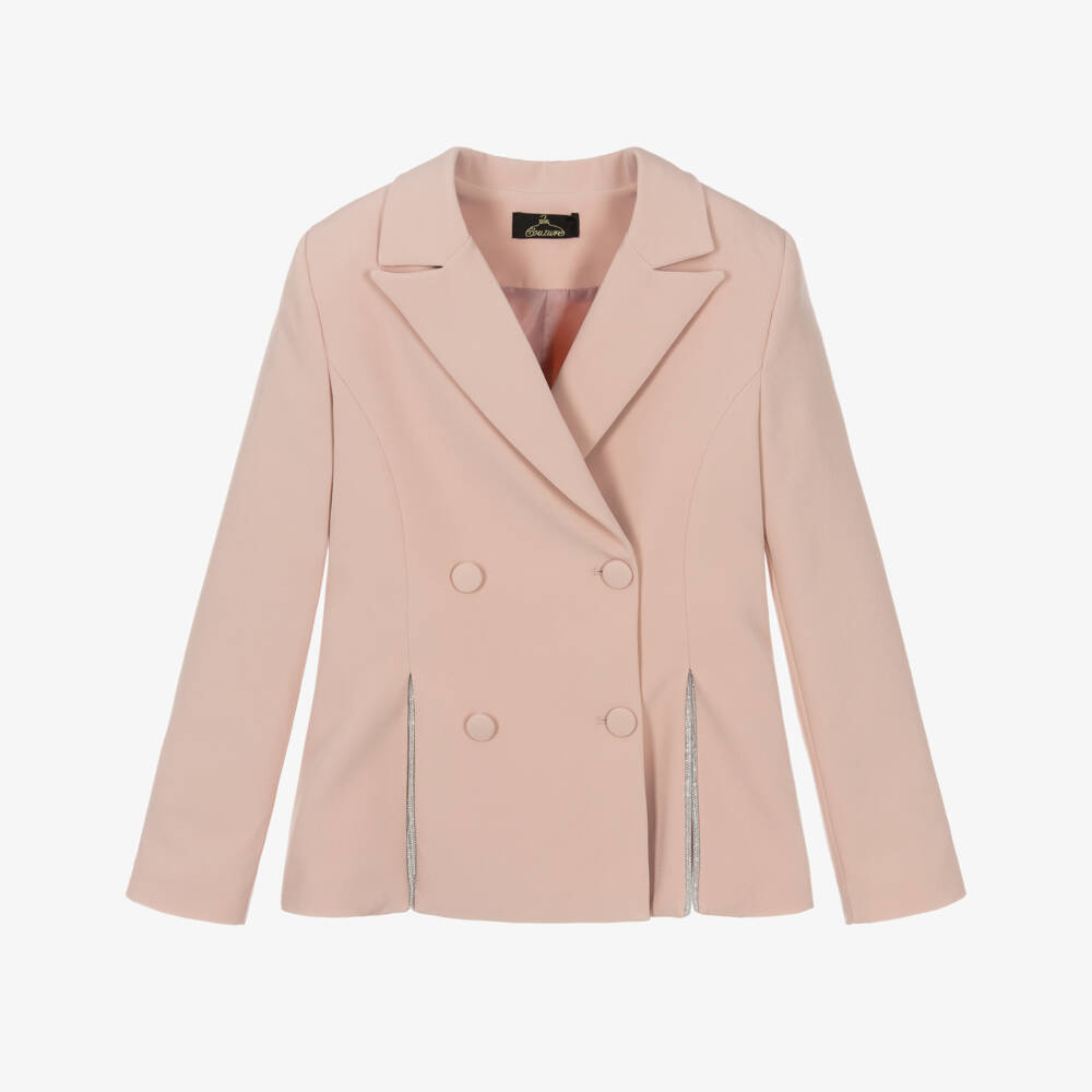 Fun & Fun Couture-Girls Elegant Pink Crêpe Blazer | Childrensalon Outlet