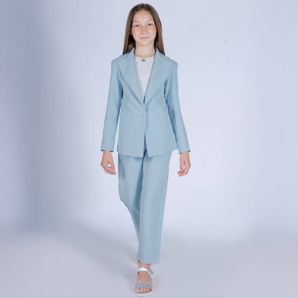 Fun & Fun-Girls Elegant Powder Blue Blazer | Childrensalon Outlet