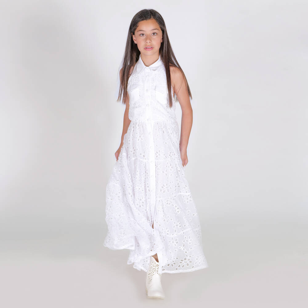 Fun & Fun-Girls Elegant White Eyelet Sundress | Childrensalon Outlet