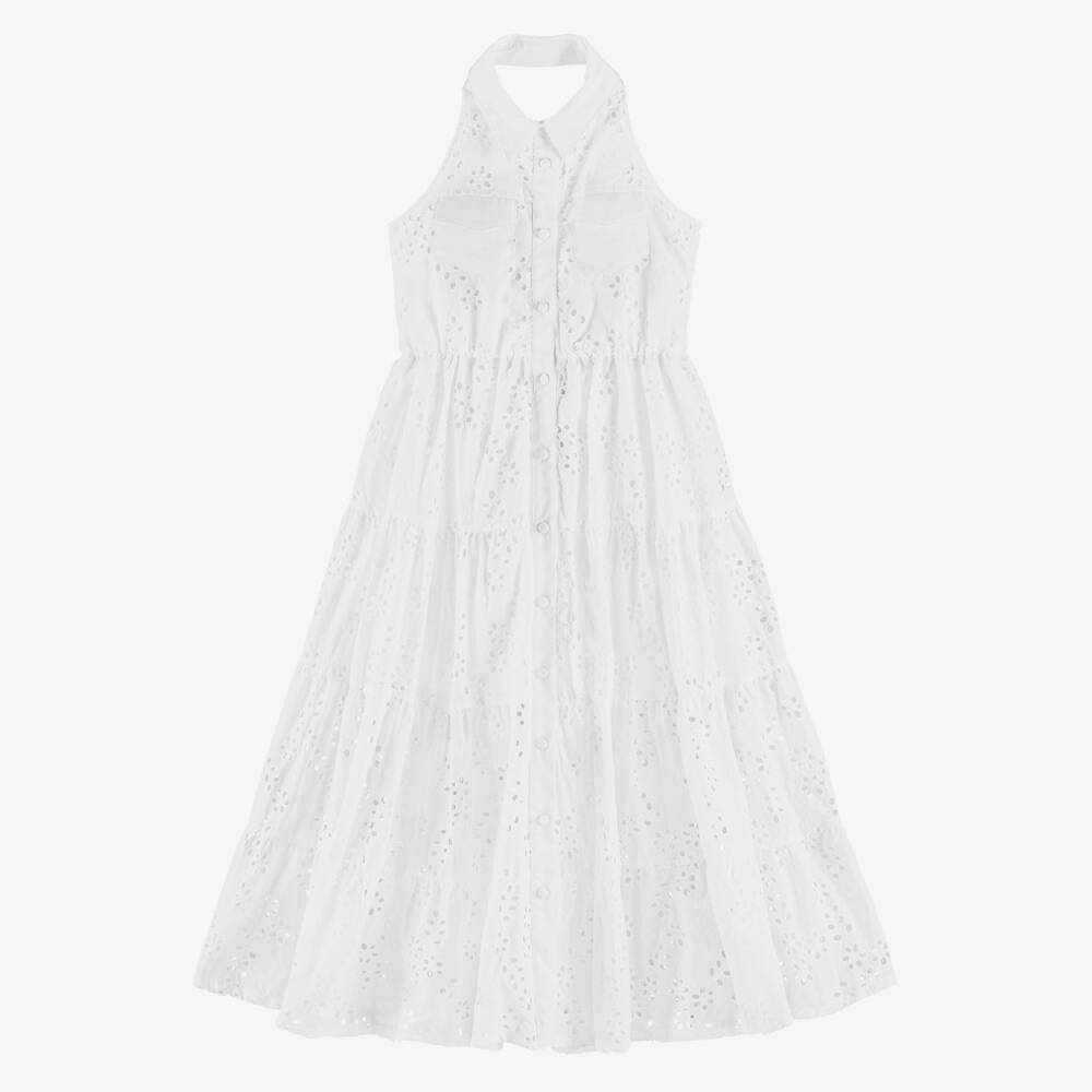 Fun & Fun-Girls Elegant White Eyelet Sundress | Childrensalon Outlet