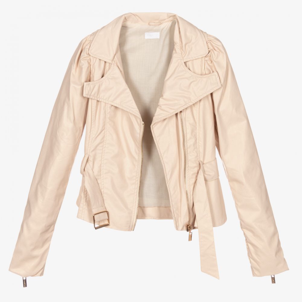 Ladies beige hot sale leather jacket