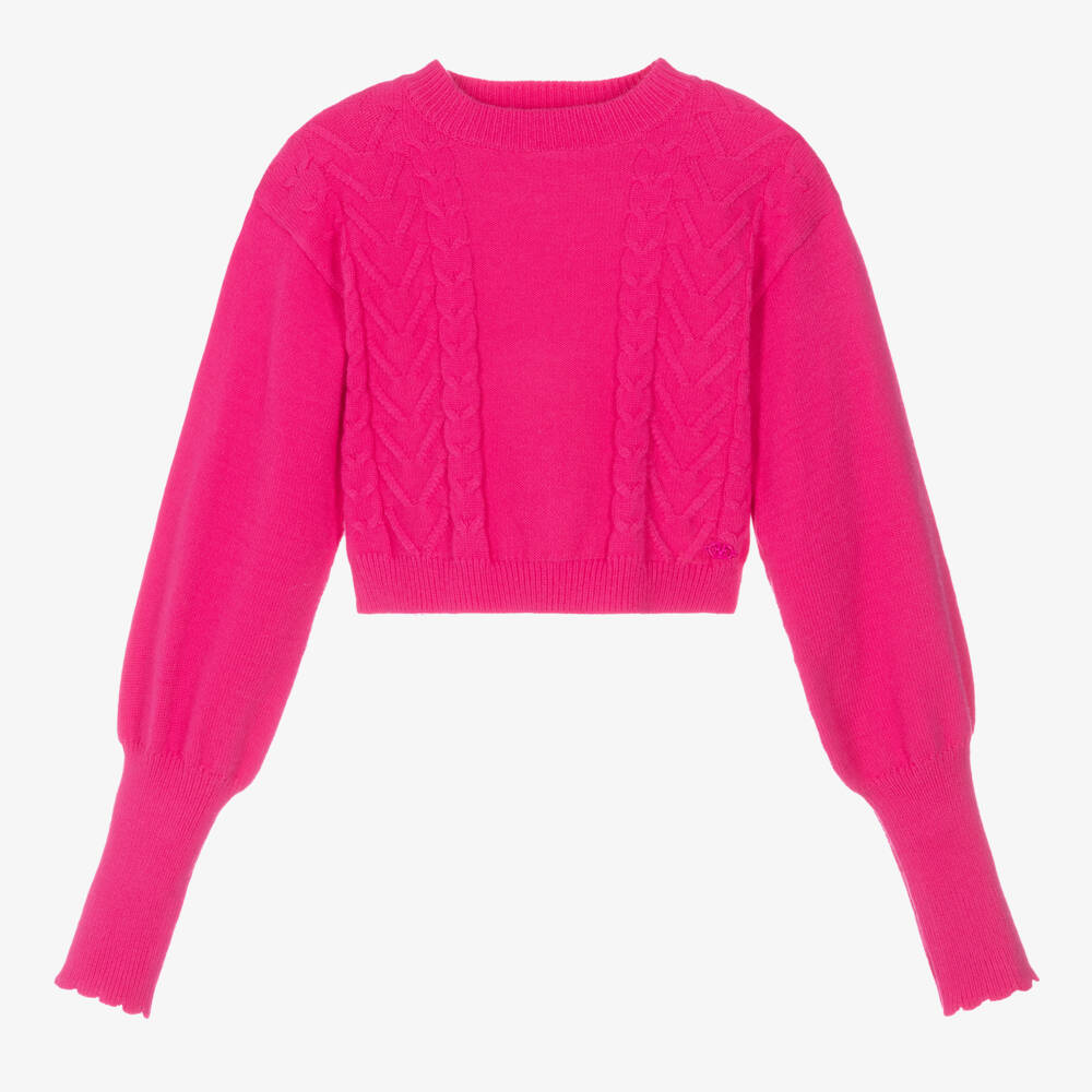 Fun & Fun-Girls Fuchsia Cable Knit Jumper | Childrensalon Outlet