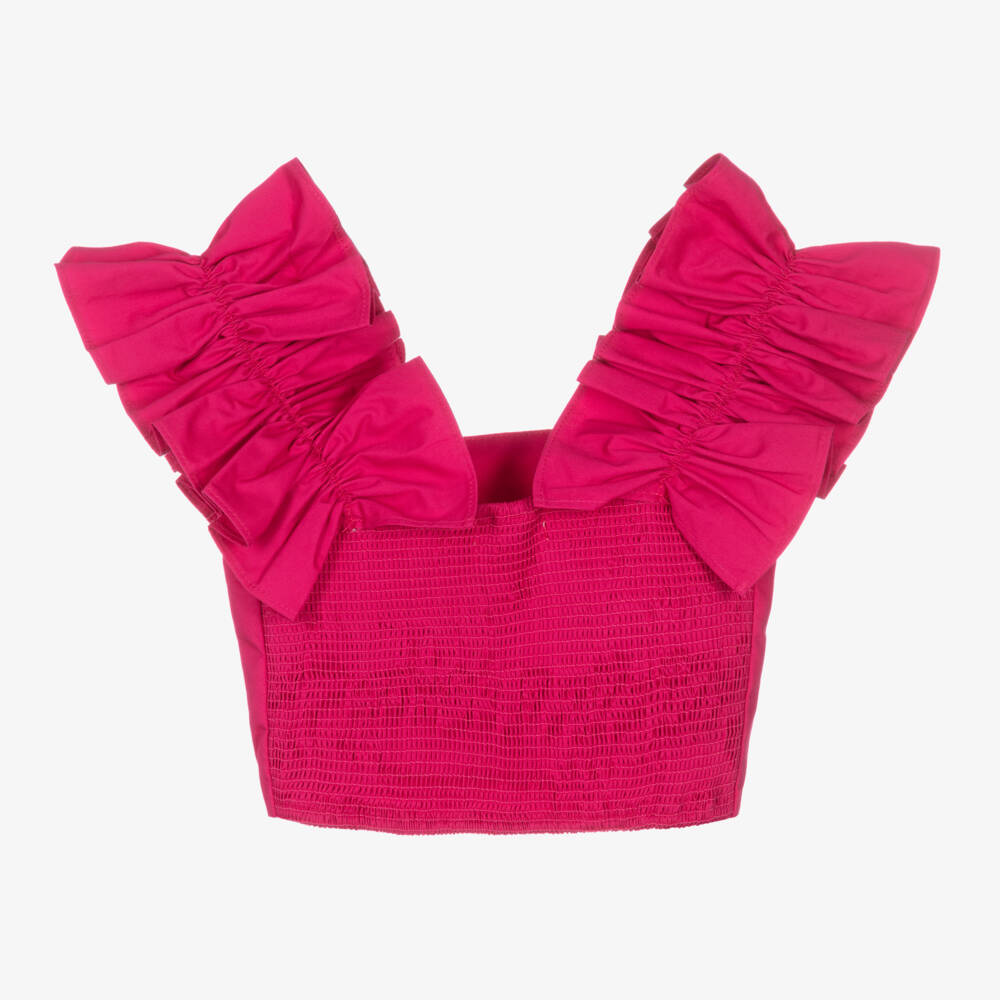 Fun & Fun-Girls Fuchsia Pink Cropped Cotton Top | Childrensalon Outlet