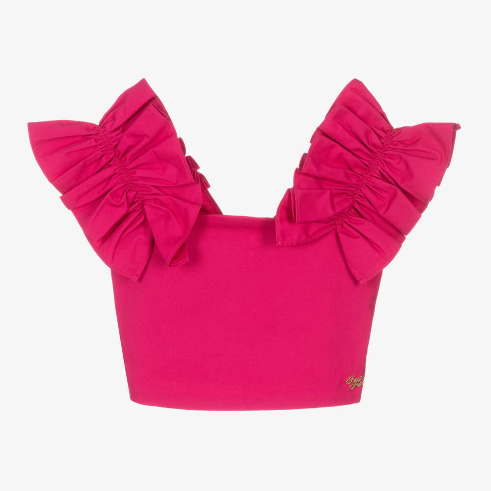 Fun & Fun-Girls Fuchsia Pink Cropped Cotton Top | Childrensalon Outlet