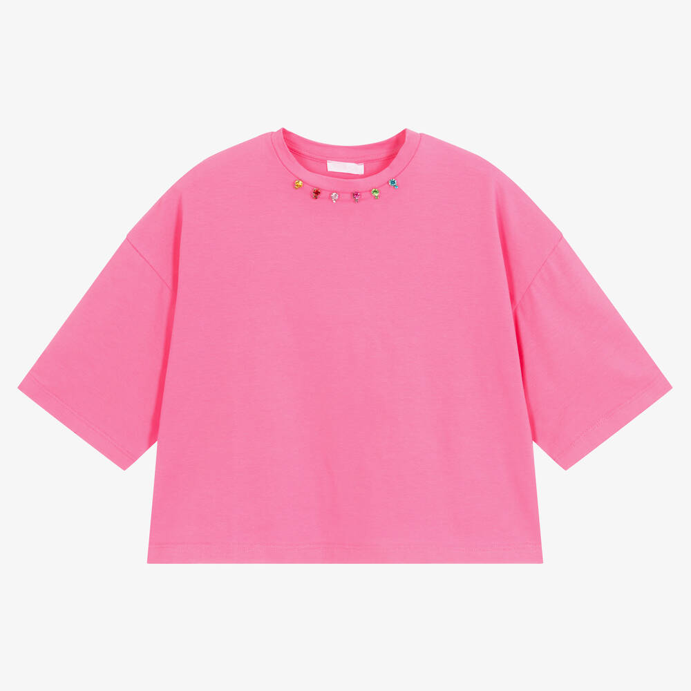 Fun & Fun - Girls Fuchsia Pink Jewel T-Shirt | Childrensalon