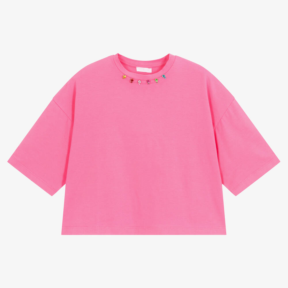 Fun & Fun - T-shirt fuchsia à bijoux fille | Childrensalon