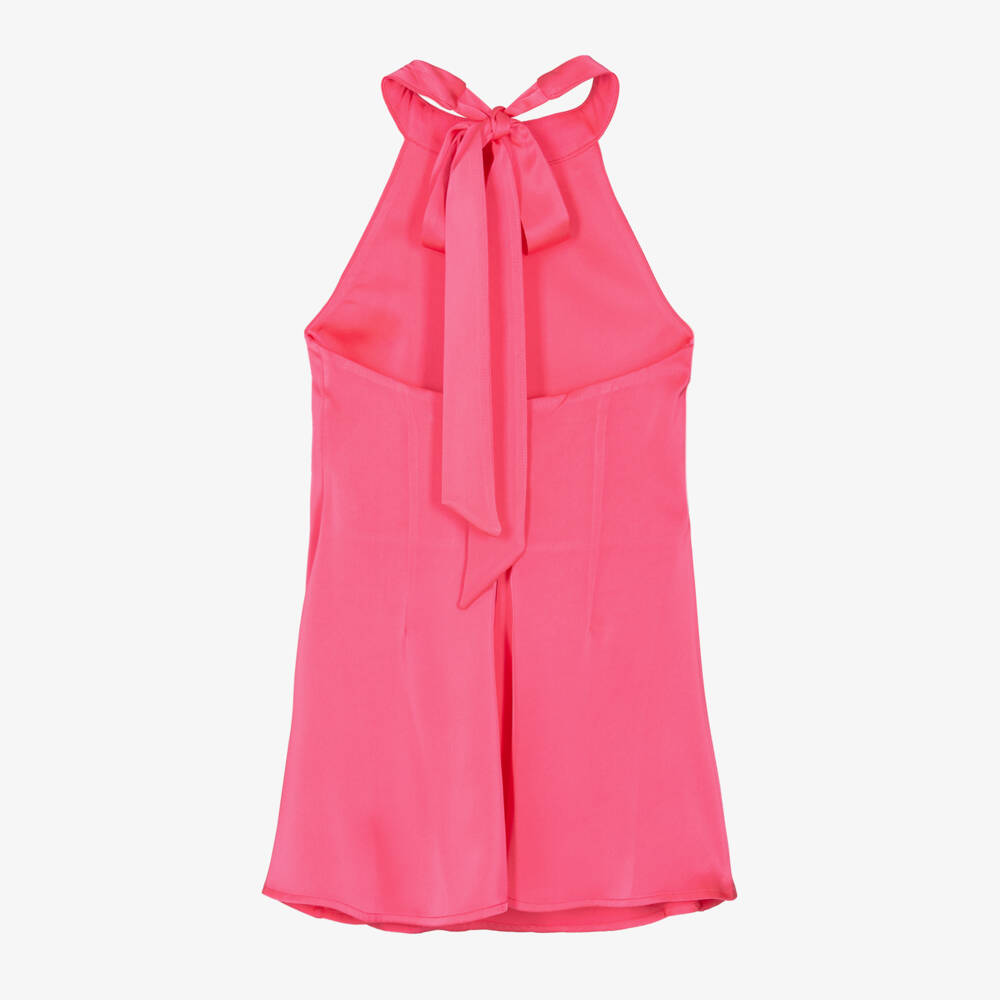 Fun & Fun Couture-Girls Fuchsia Satin Backless Dress | Childrensalon Outlet