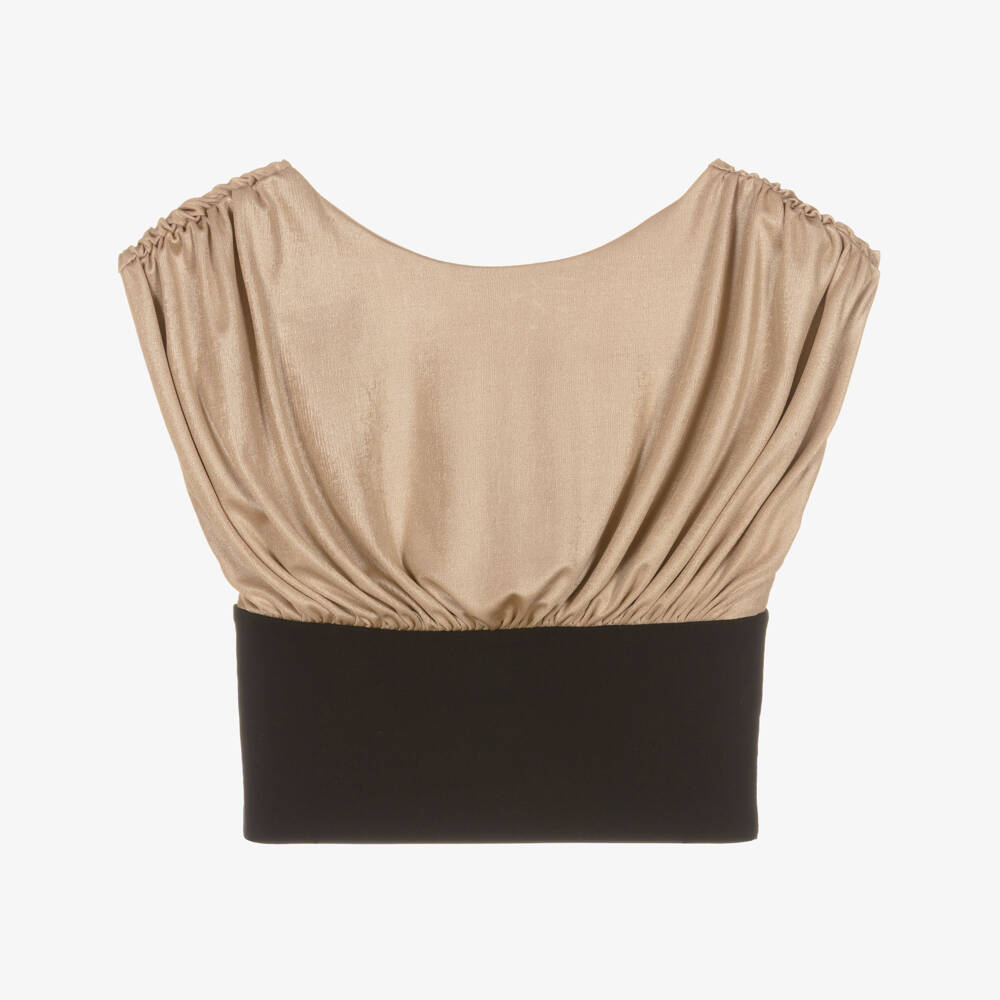 Fun & Fun-Girls Gold Ruched Sleeveless Top | Childrensalon Outlet