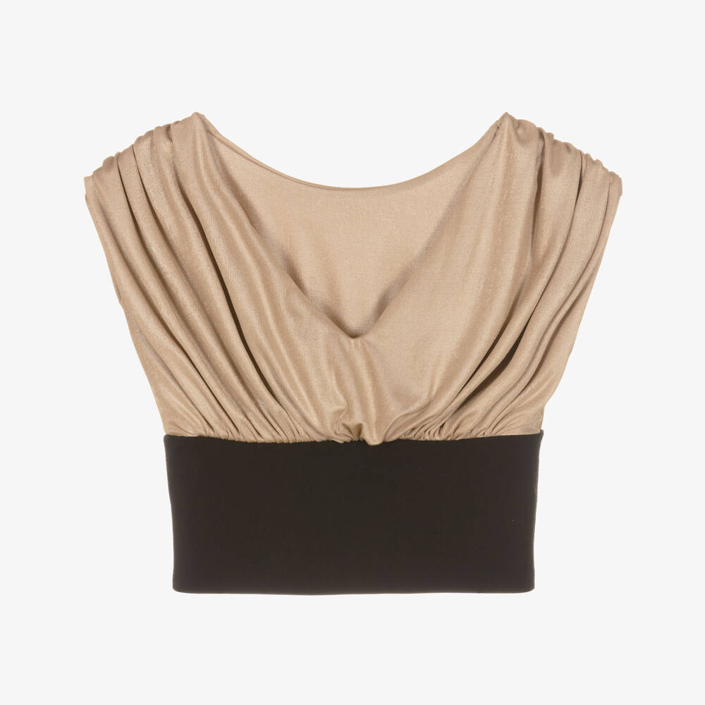 Fun & Fun-Girls Gold Ruched Sleeveless Top | Childrensalon Outlet