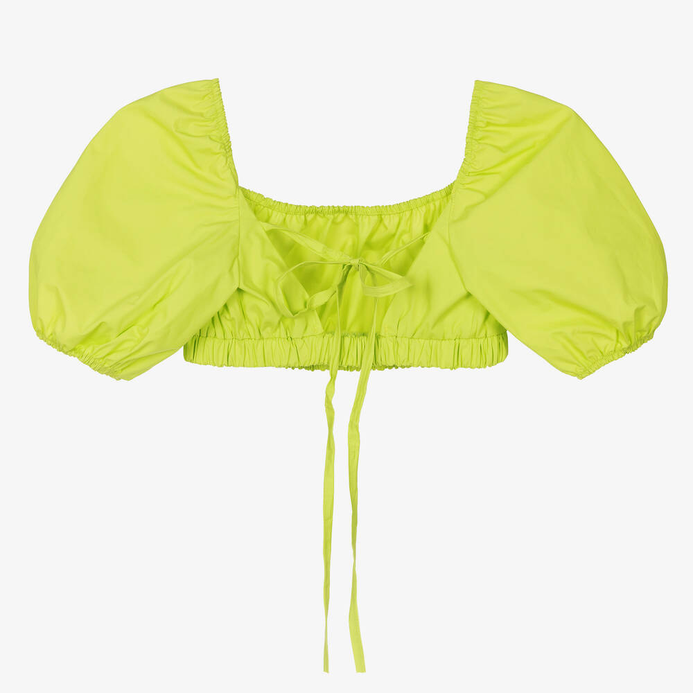 Fun & Fun-Укороченная зеленая блузка из хлопка для девочек | Childrensalon Outlet