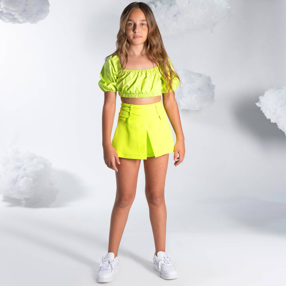 Fun & Fun-Укороченная зеленая блузка из хлопка для девочек | Childrensalon Outlet