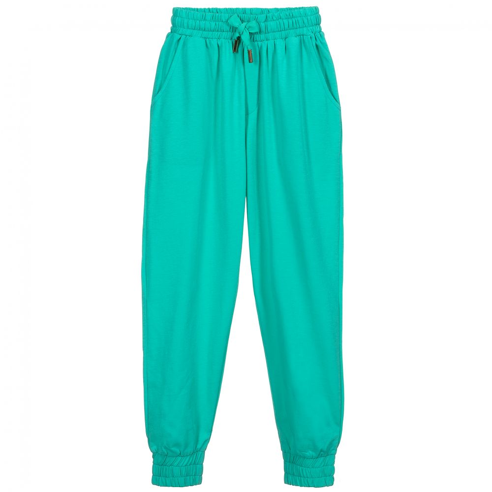 Fun & Fun - Girls Green Cotton Joggers | Childrensalon