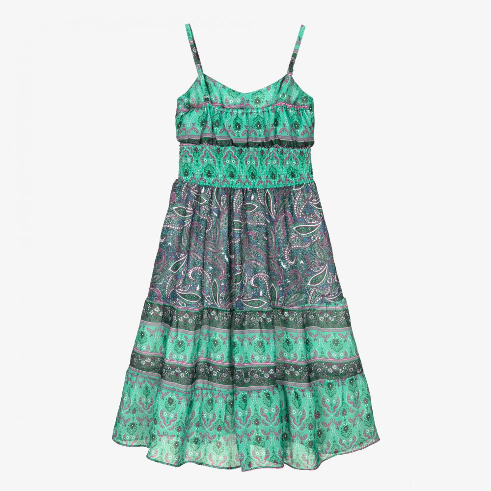 Fun & Fun Chic-Girls Green Paisley Dress | Childrensalon Outlet