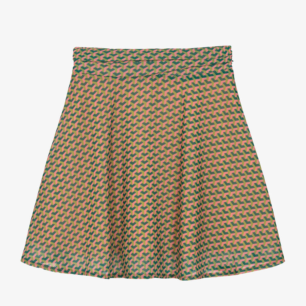 Fun & Fun Chic-Girls Green & Pink Crêpe Skirt | Childrensalon Outlet