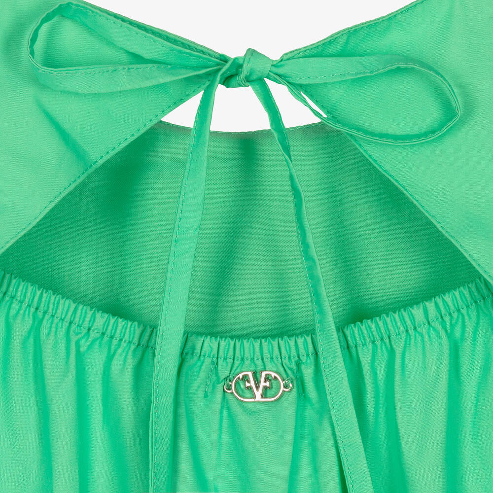 Fun & Fun-Girls Green Tiered Cotton Poplin Dress | Childrensalon Outlet