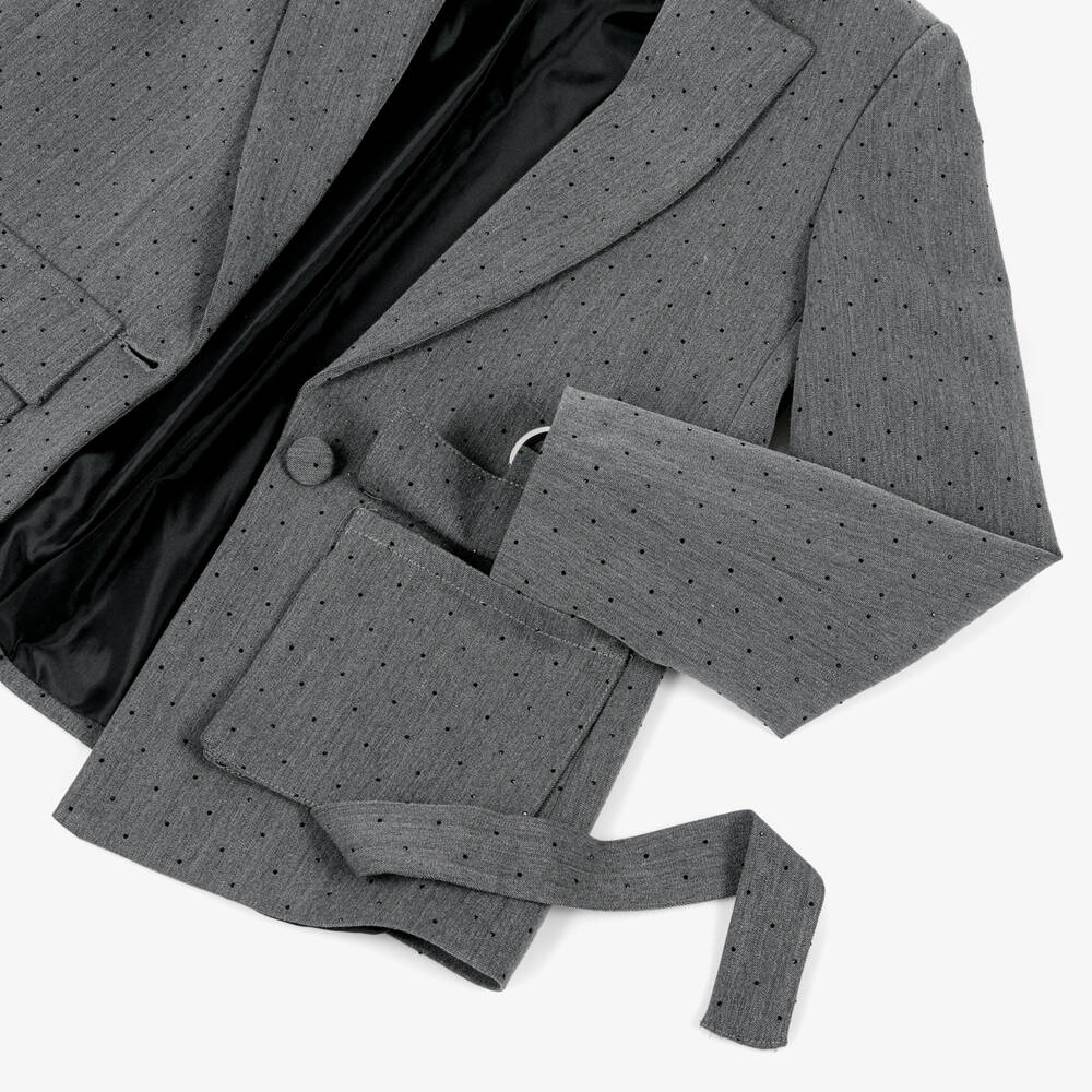 Fun & Fun-Girls Grey Diamanté Stud Blazer | Childrensalon Outlet