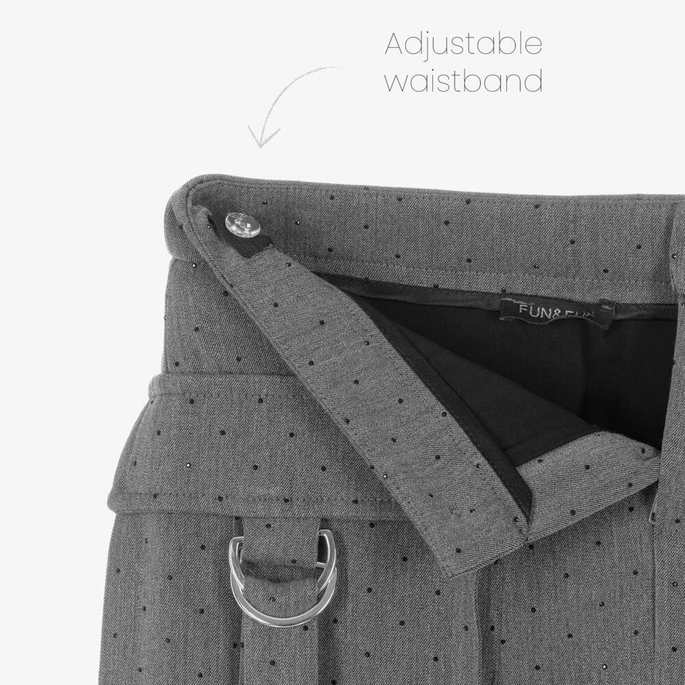 Fun & Fun-Girls Grey Diamanté Stud Utility Skirt | Childrensalon Outlet