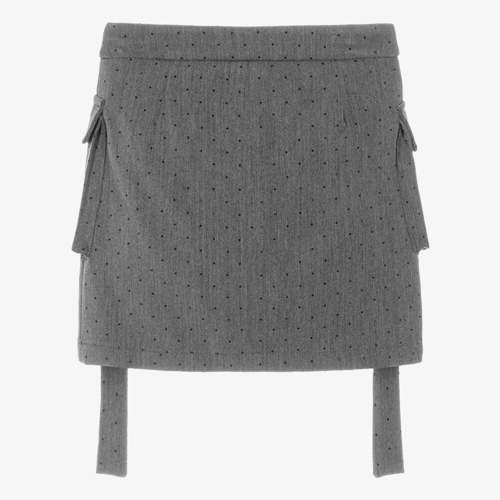 Fun & Fun-Girls Grey Diamanté Stud Utility Skirt | Childrensalon Outlet