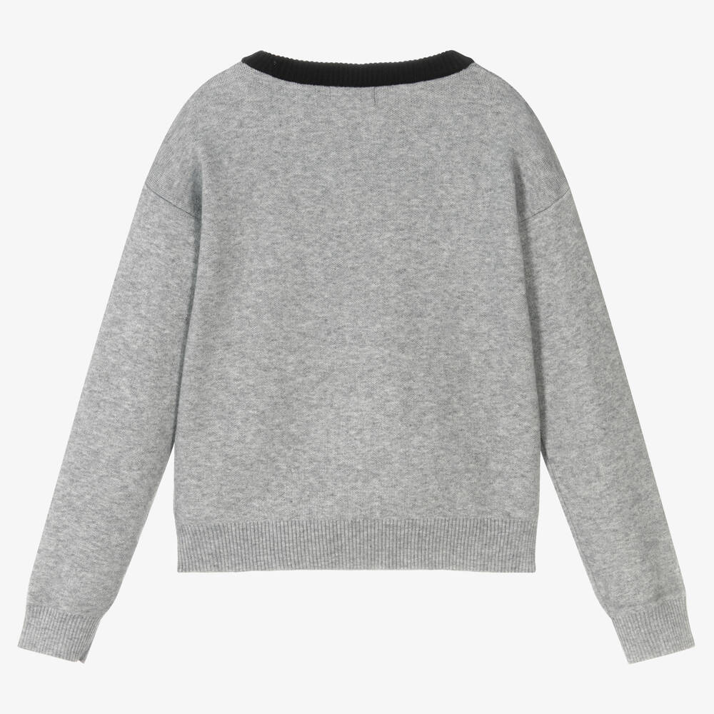 Fun & Fun-Girls Grey Knitted Jumper | Childrensalon Outlet
