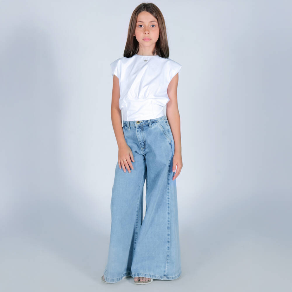 Fun & Fun-Girls Indigo Flare Denim Trousers | Childrensalon Outlet
