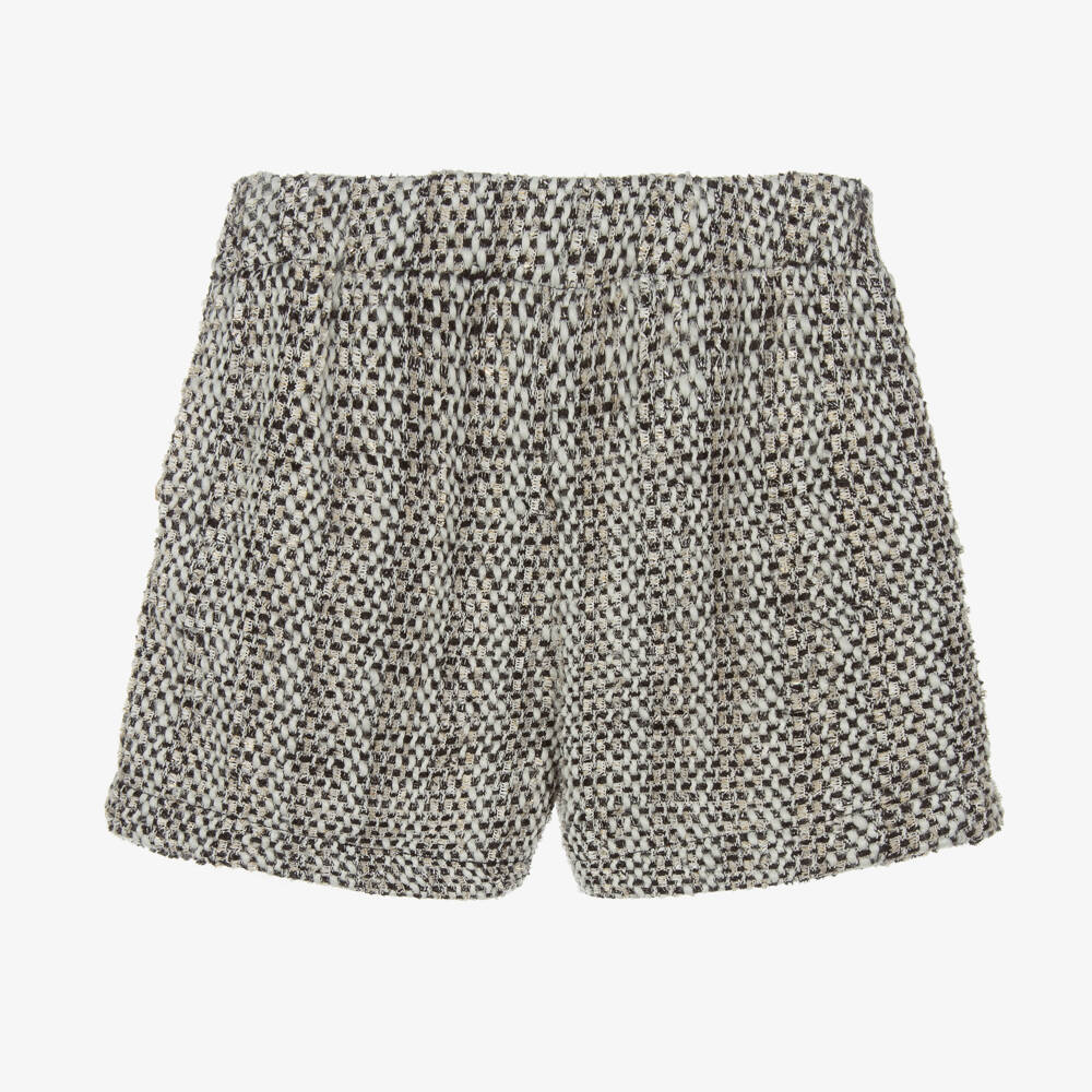 Fun & Fun-Girls Ivory & Black Tweed Shorts | Childrensalon Outlet