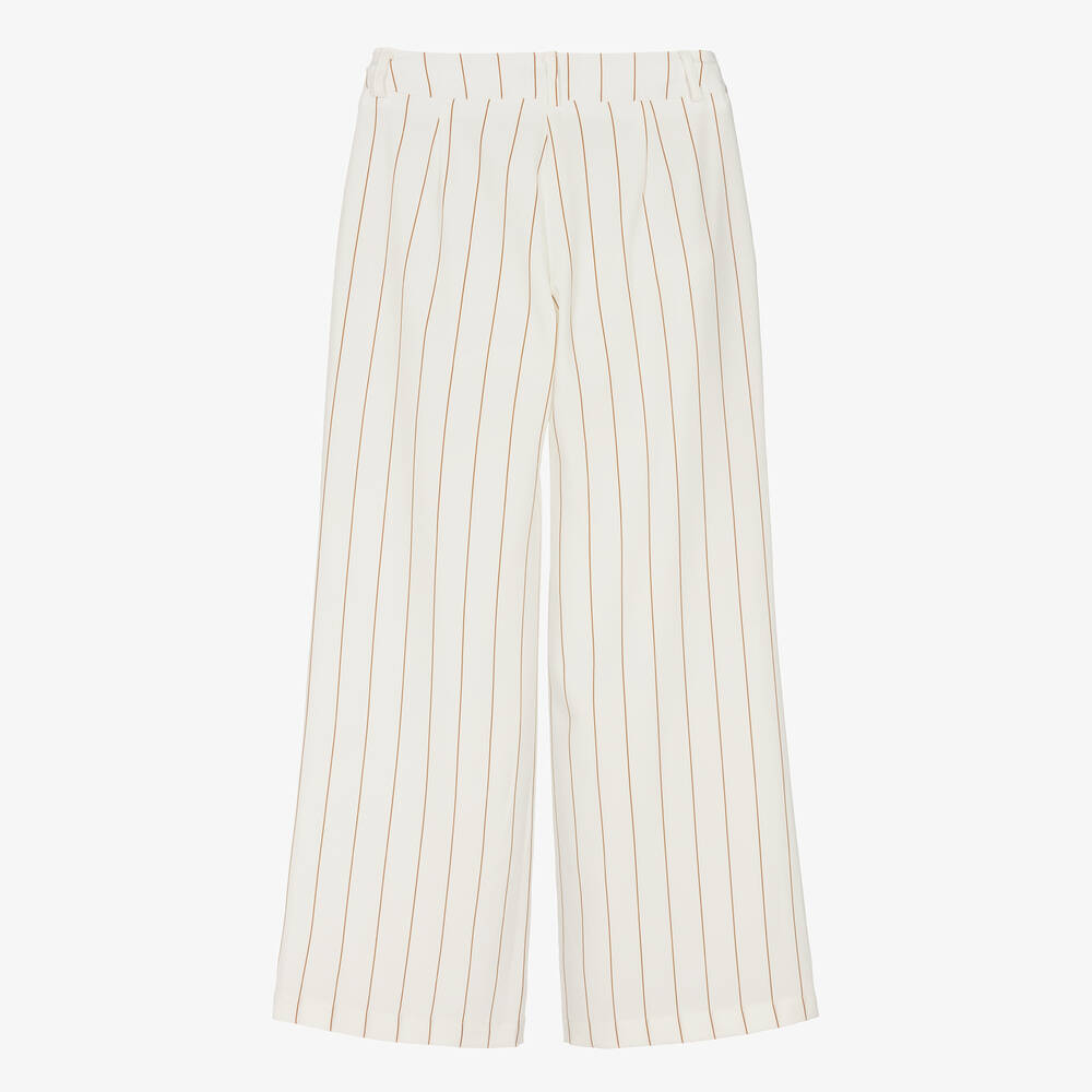 Fun & Fun-Girls Ivory & Brown Pinstripe Trousers | Childrensalon Outlet