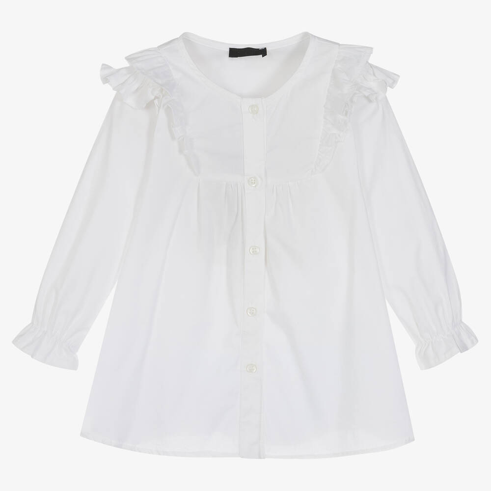 Fun & Fun - Girls Ivory Cotton Blouse | Childrensalon