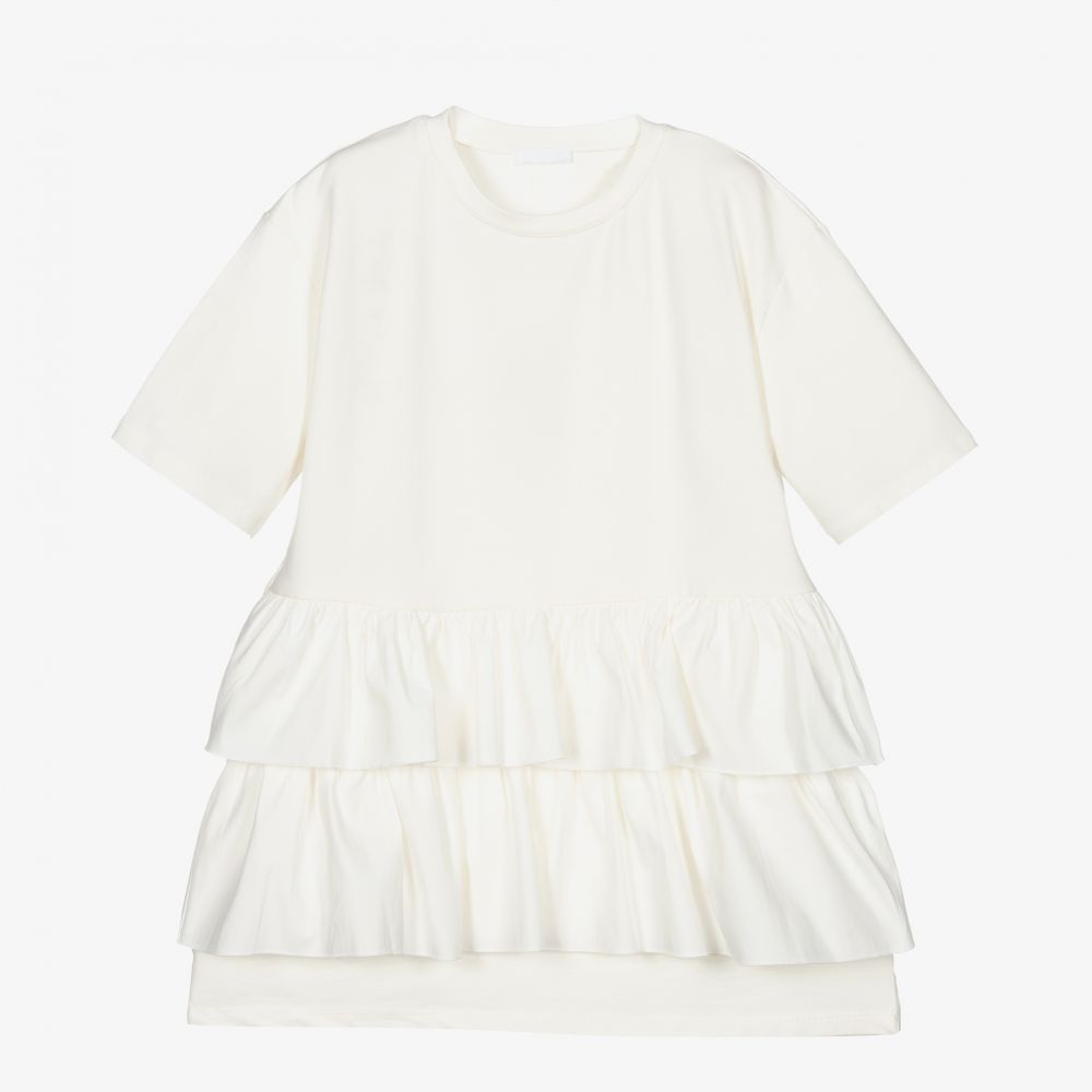 Fun & Fun - Girls Ivory Cotton Dress | Childrensalon
