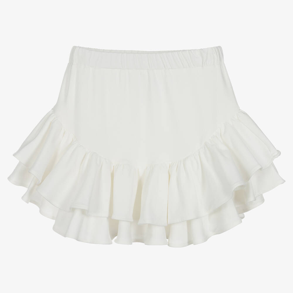 Fun & Fun Chic - Girls Ivory Cotton Jersey Skirt | Childrensalon