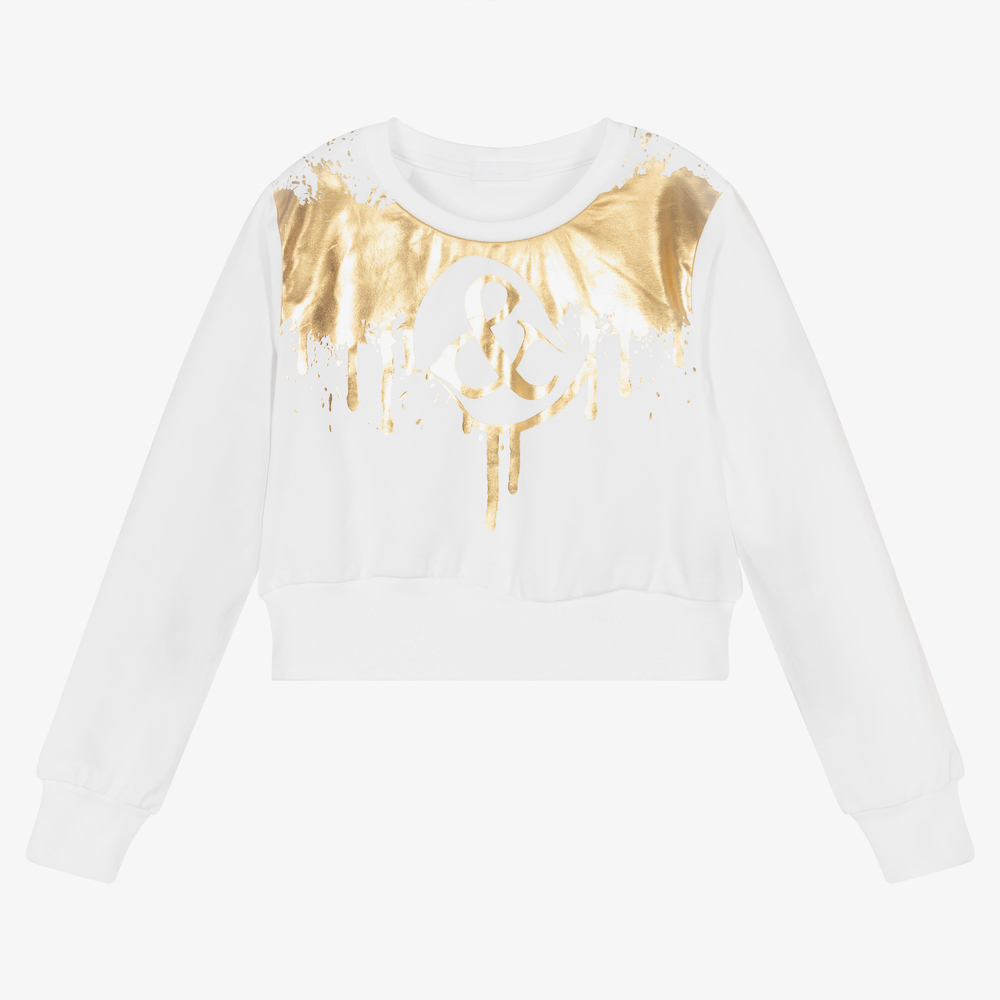 Fun & Fun - Girls Ivory Cotton Sweatshirt | Childrensalon