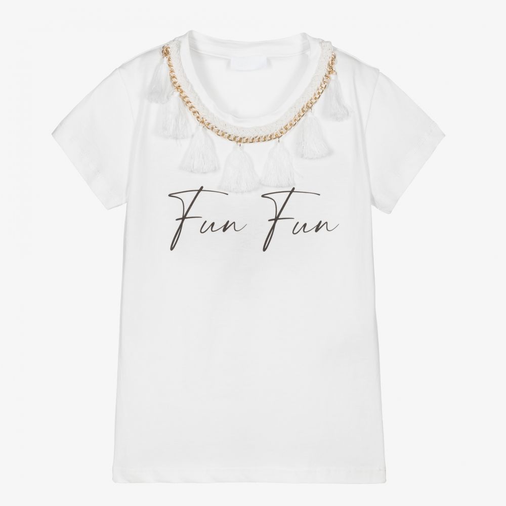 Fun & Fun-تيشيرت قطن لون عاجي للبنات | Childrensalon Outlet