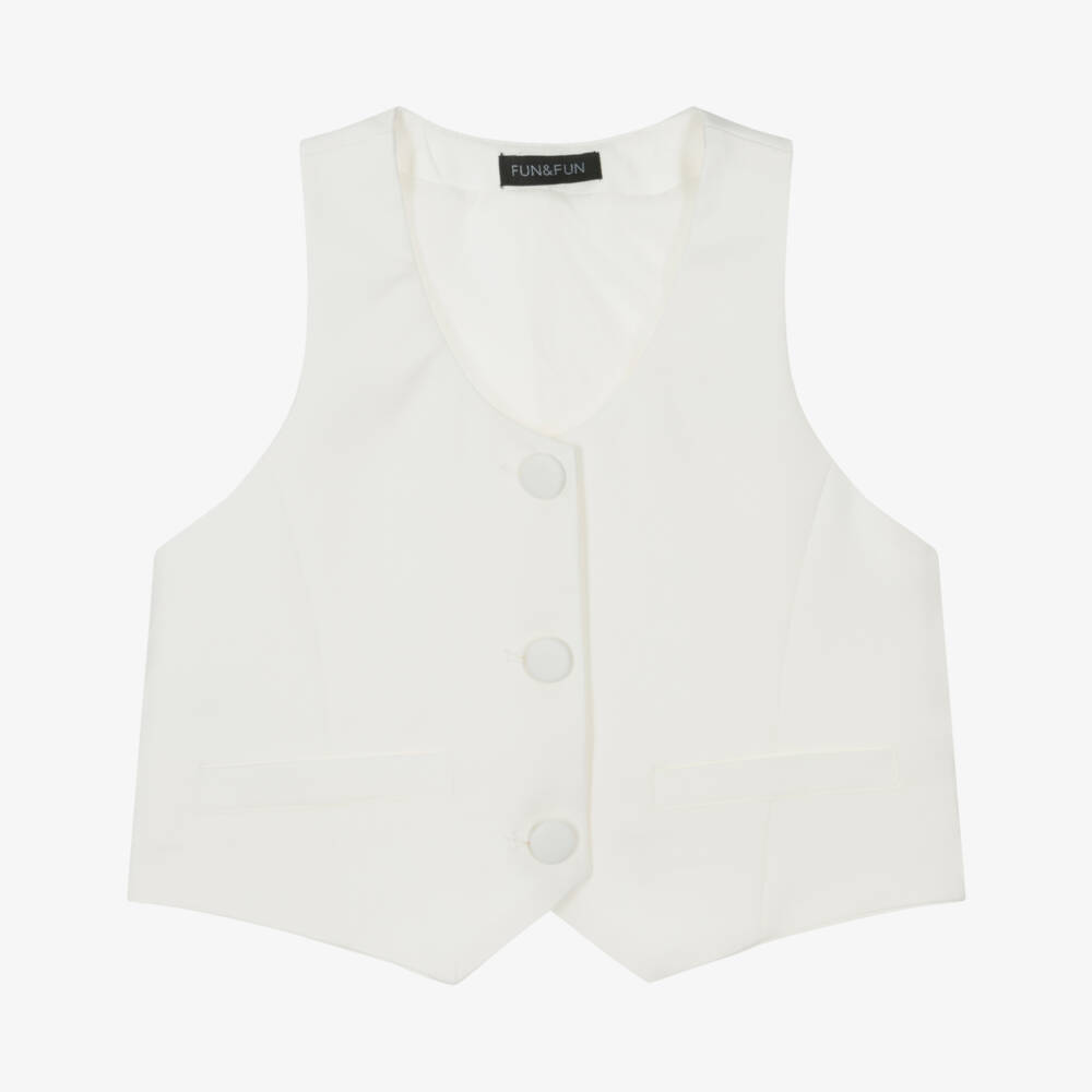 Fun & Fun Couture-صدرية قطنية عاجية للبنات | Childrensalon Outlet
