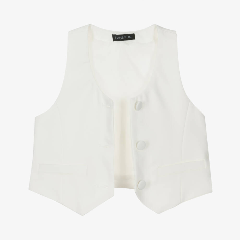 Fun & Fun Couture-Girls Ivory Cotton Vest | Childrensalon Outlet