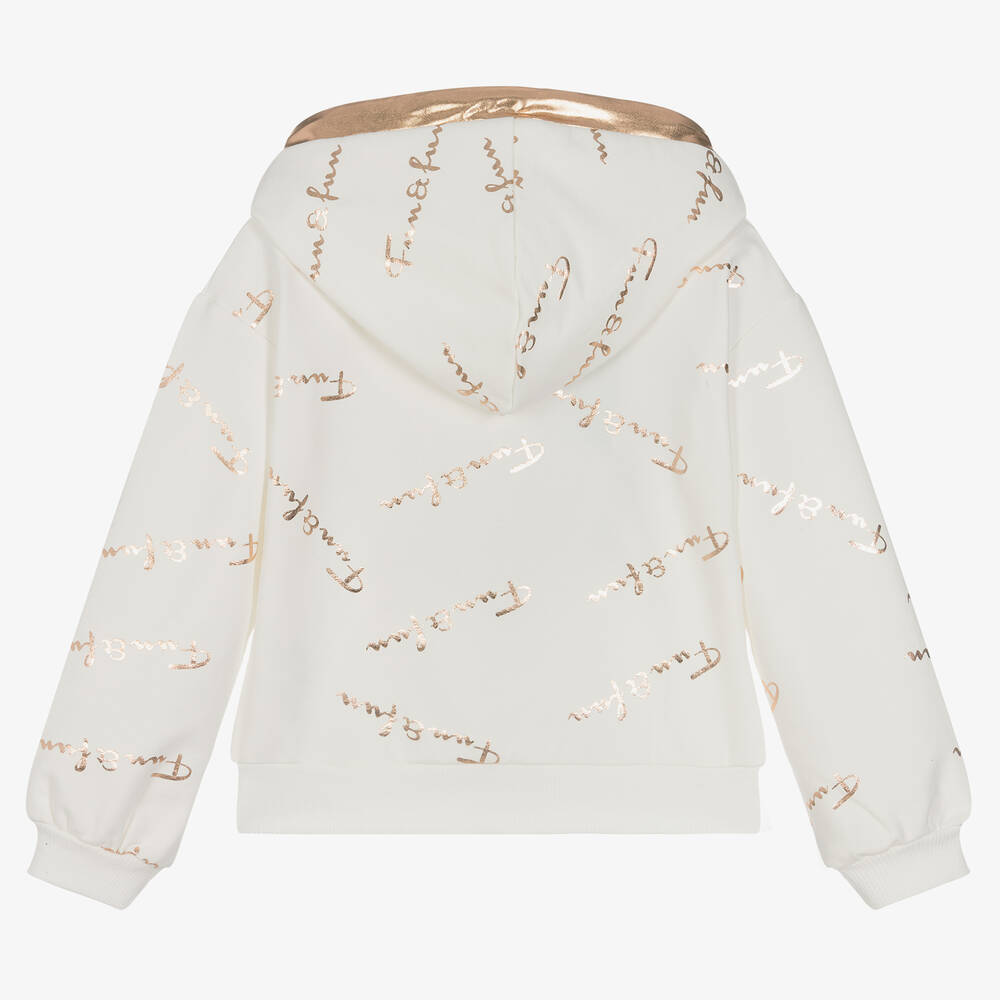 Fun & Fun-Girls Ivory Cotton Zip-Up Top | Childrensalon Outlet