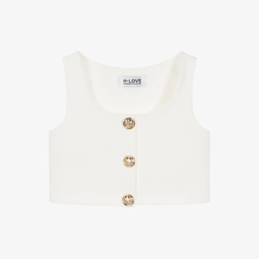 Fun & Fun-Girls Ivory Crêpe Sleeveless Blouse | Childrensalon Outlet