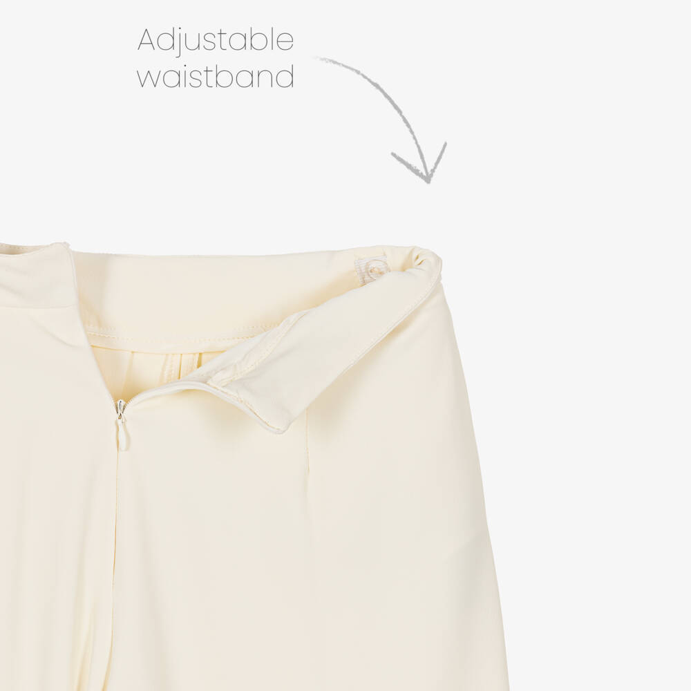 Fun & Fun-Girls Ivory Crêpe Trousers with Diamanté Buckle | Childrensalon Outlet