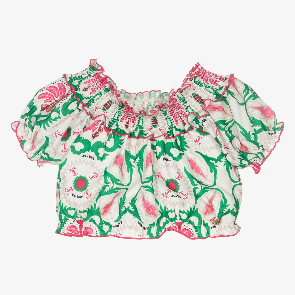 Fun & Fun-Girls Ivory Floral Crêpe Blouse | Childrensalon Outlet