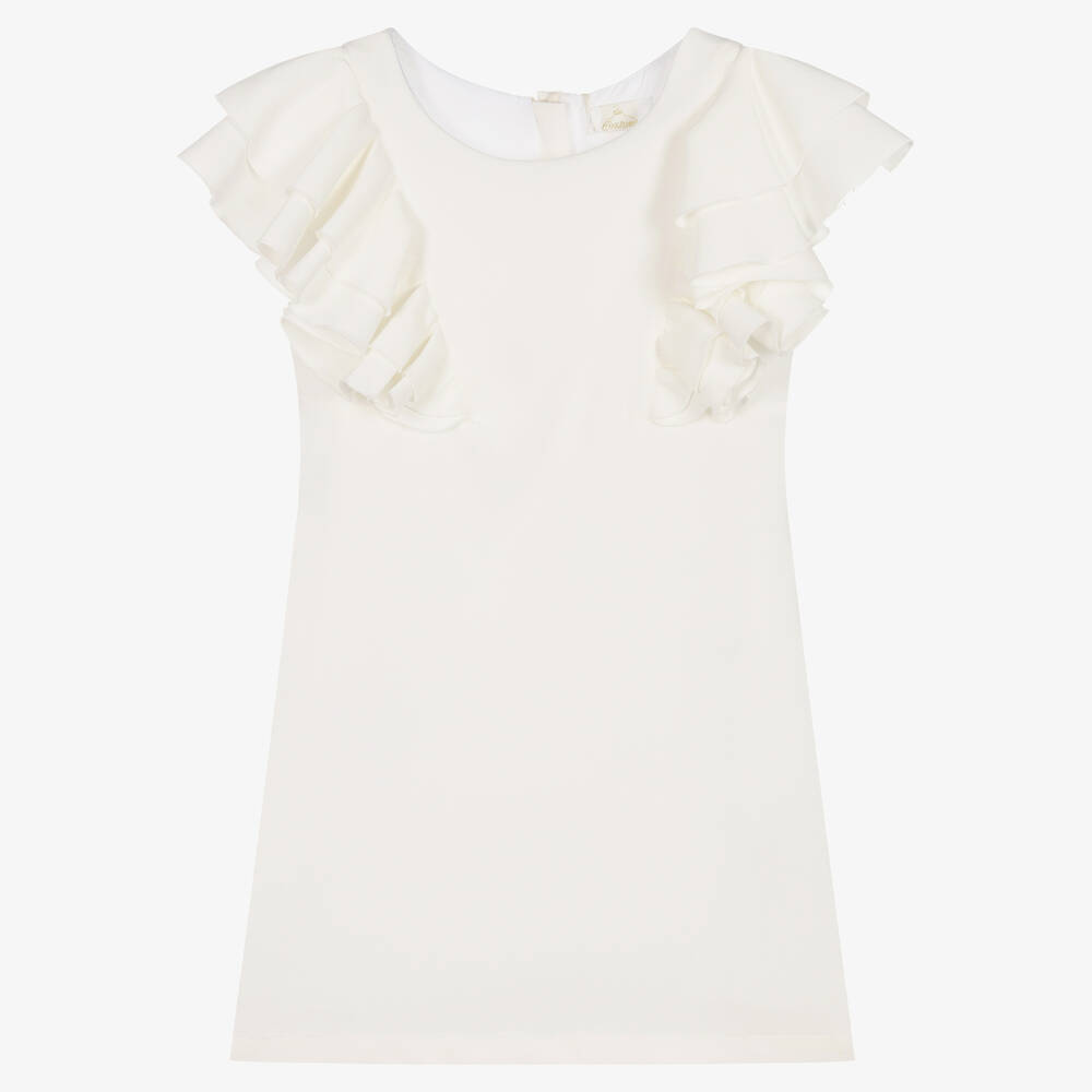 Fun & Fun-Girls Ivory Frill Sleeve Dress | Childrensalon Outlet