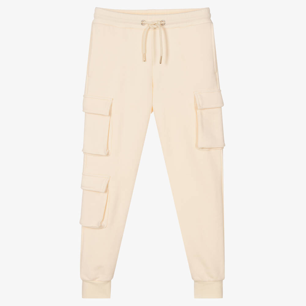 Fun & Fun - Girls Ivory Jersey Cargo Joggers | Childrensalon